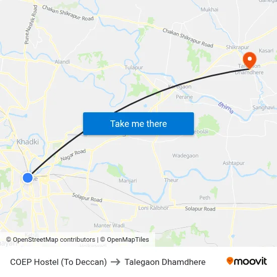 COEP Hostel (To Deccan) to Talegaon Dhamdhere map