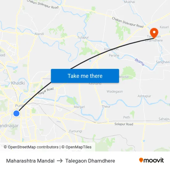 Maharashtra Mandal to Talegaon Dhamdhere map
