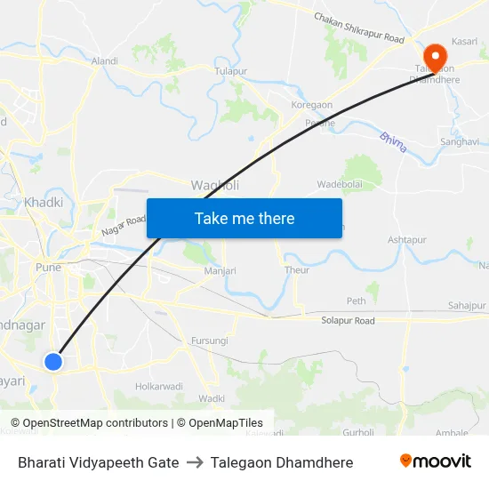 Bharati Vidyapeeth Gate to Talegaon Dhamdhere map