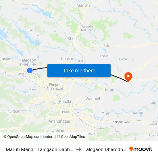 Maruti Mandir Talegaon Dabhade to Talegaon Dhamdhere map