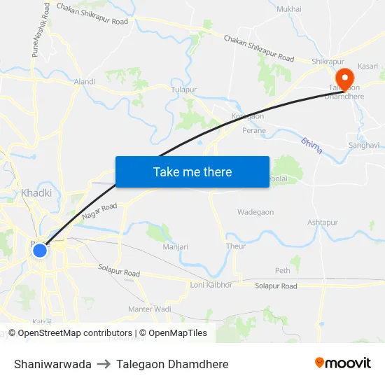 Shaniwarwada to Talegaon Dhamdhere map