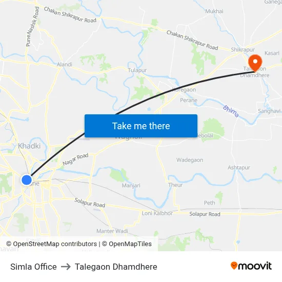 Simla Office to Talegaon Dhamdhere map