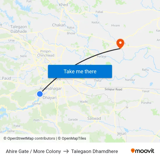 Ahire Gate / More Colony to Talegaon Dhamdhere map