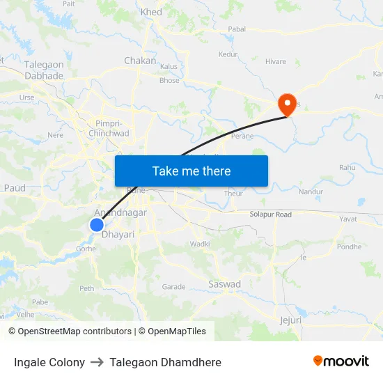 Ingale Colony to Talegaon Dhamdhere map