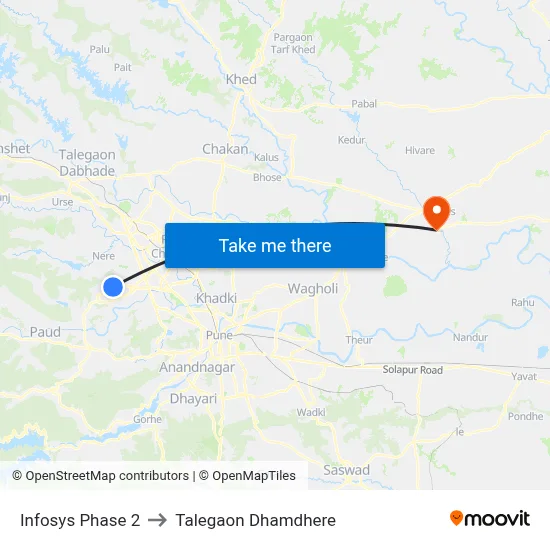 Infosys Phase 2 to Talegaon Dhamdhere map
