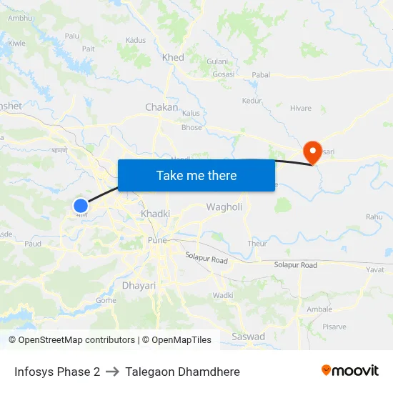 Infosys Phase 2 to Talegaon Dhamdhere map