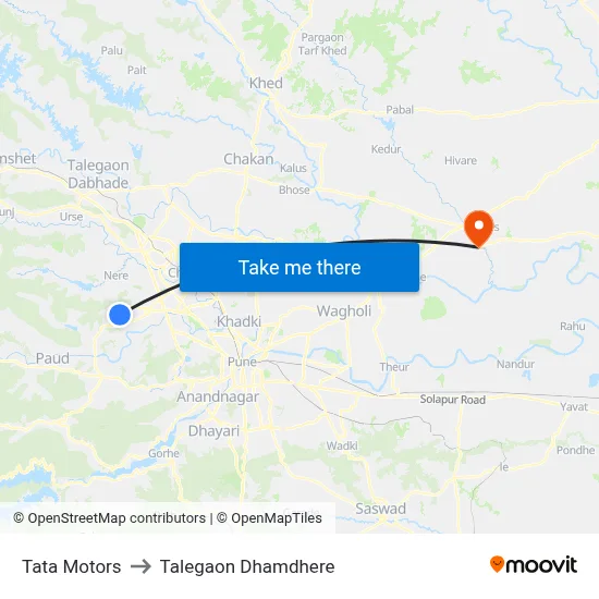 Tata Motors to Talegaon Dhamdhere map
