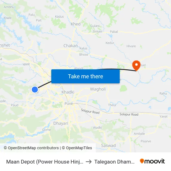 Maan Depot (Power House Hinjawadi) to Talegaon Dhamdhere map