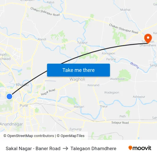 Sakal Nagar - Baner Road to Talegaon Dhamdhere map