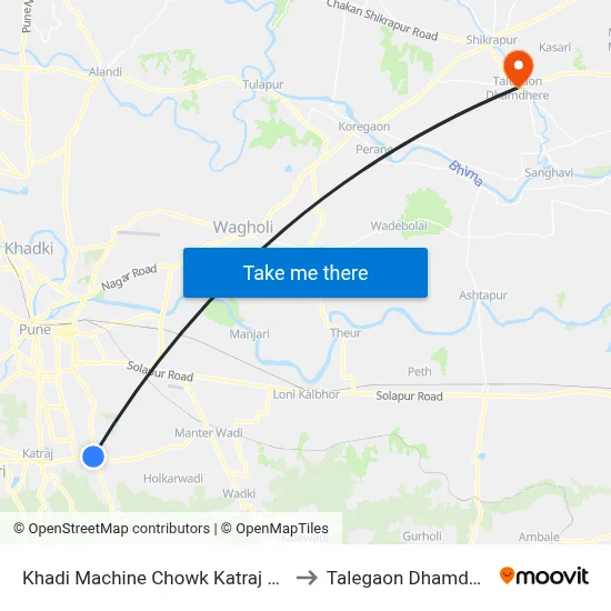 Khadi Machine Chowk Katraj Road to Talegaon Dhamdhere map