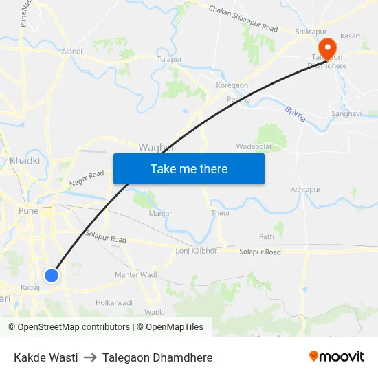 Kakde Wasti to Talegaon Dhamdhere map