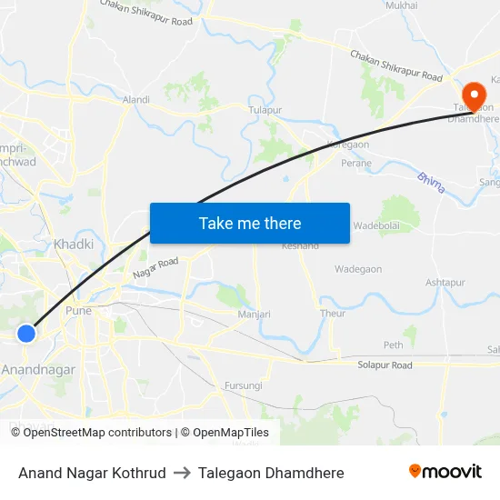 Anand Nagar Kothrud to Talegaon Dhamdhere map