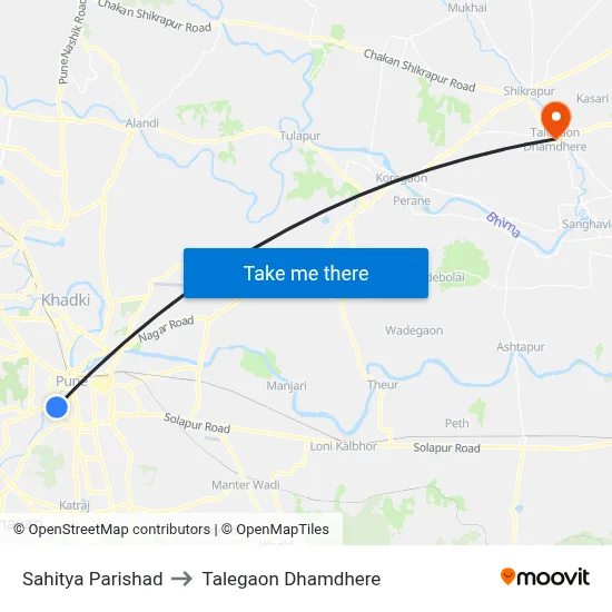 Sahitya Parishad to Talegaon Dhamdhere map