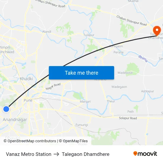 Vanaz Metro Station to Talegaon Dhamdhere map