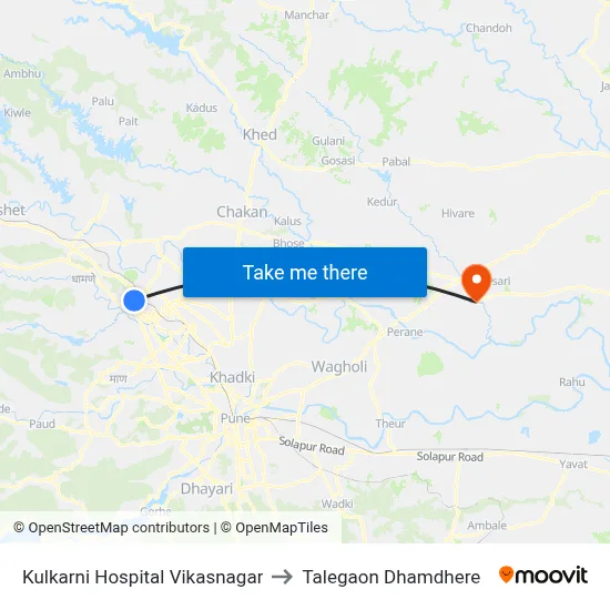 Kulkarni Hospital Vikasnagar to Talegaon Dhamdhere map