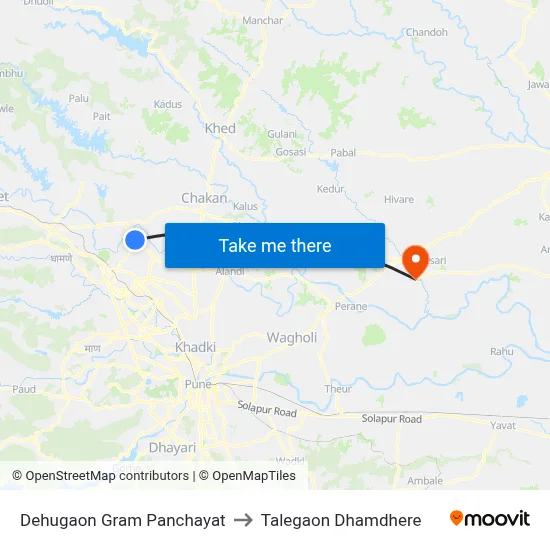 Dehugaon Gram Panchayat to Talegaon Dhamdhere map
