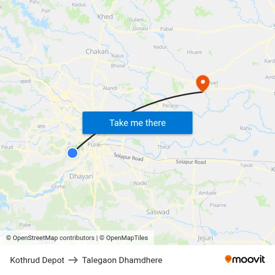 Kothrud Depot to Talegaon Dhamdhere map
