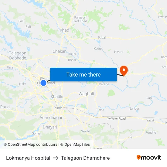 Lokmanya Hospital to Talegaon Dhamdhere map