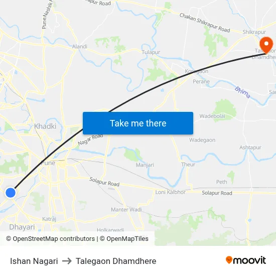 Ishan Nagari to Talegaon Dhamdhere map