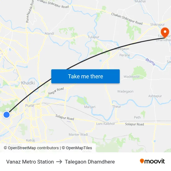 Vanaz Metro Station to Talegaon Dhamdhere map