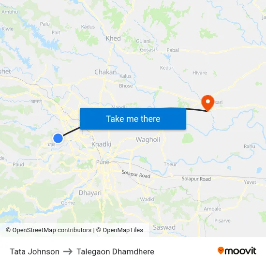 Tata Johnson to Talegaon Dhamdhere map