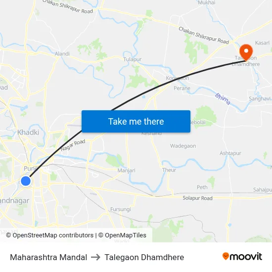 Maharashtra Mandal to Talegaon Dhamdhere map