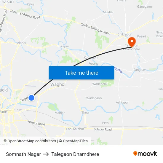 Somnath Nagar to Talegaon Dhamdhere map