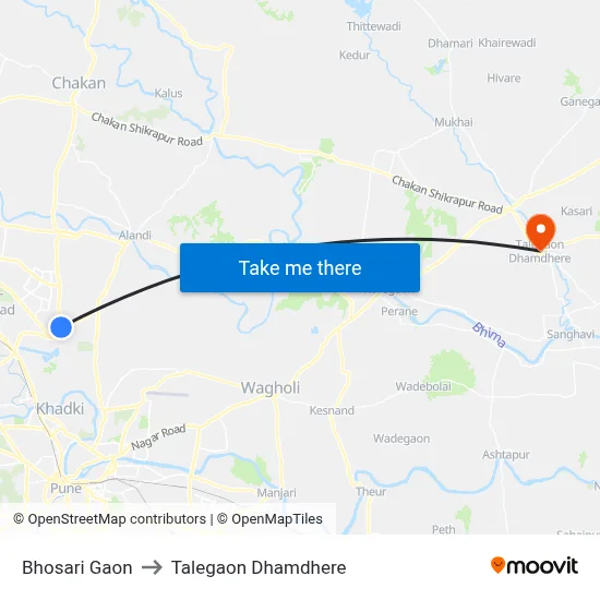 Bhosari Gaon to Talegaon Dhamdhere map