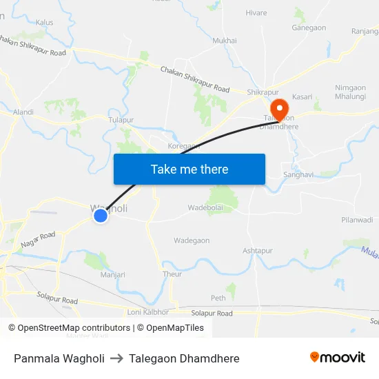 Panmala Wagholi to Talegaon Dhamdhere map