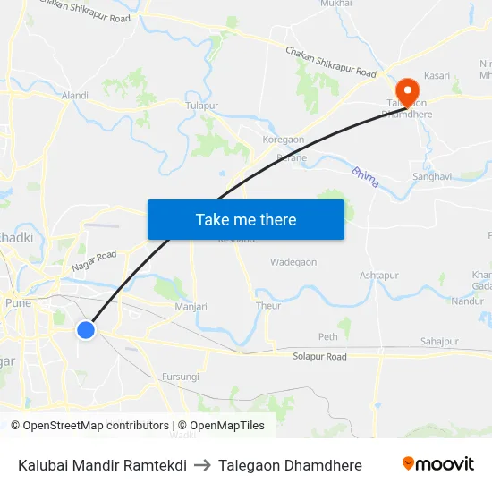 Kalubai Mandir Ramtekdi to Talegaon Dhamdhere map