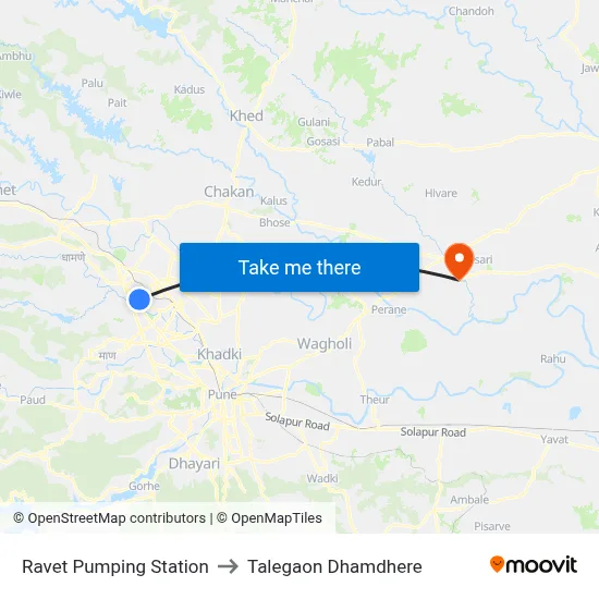 Ravet Pumping Station to Talegaon Dhamdhere map