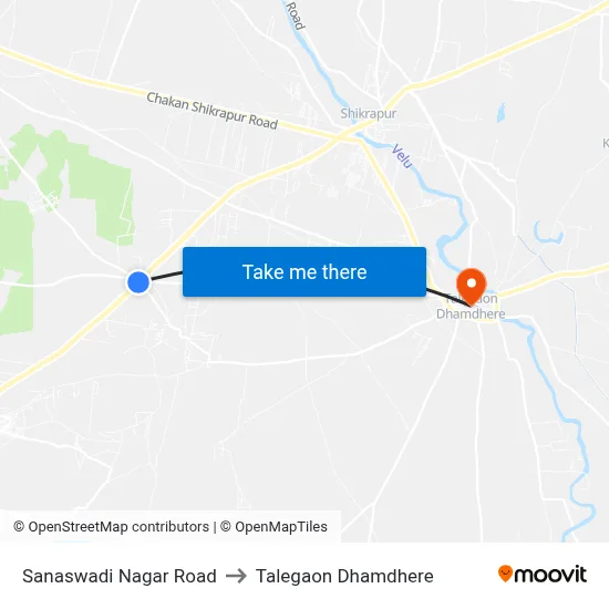 Sanaswadi Nagar Road to Talegaon Dhamdhere map