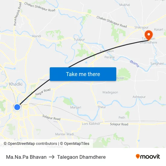 Ma.Na.Pa Bhavan to Talegaon Dhamdhere map