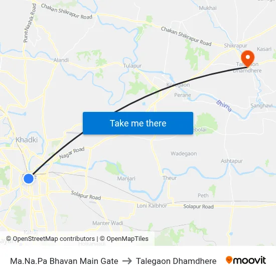 Ma.Na.Pa Bhavan Main Gate to Talegaon Dhamdhere map
