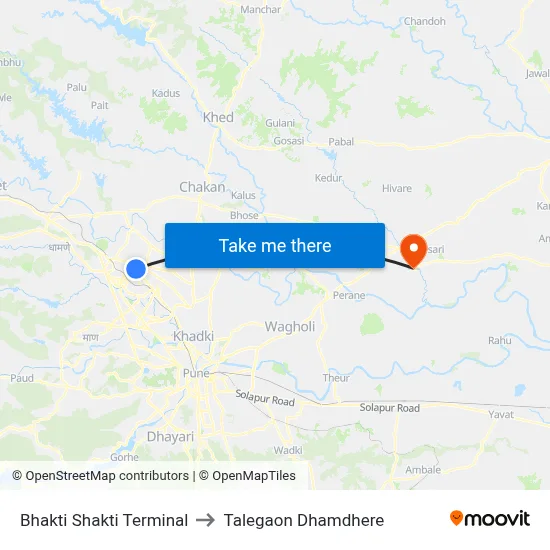 Bhakti Shakti Terminal to Talegaon Dhamdhere map