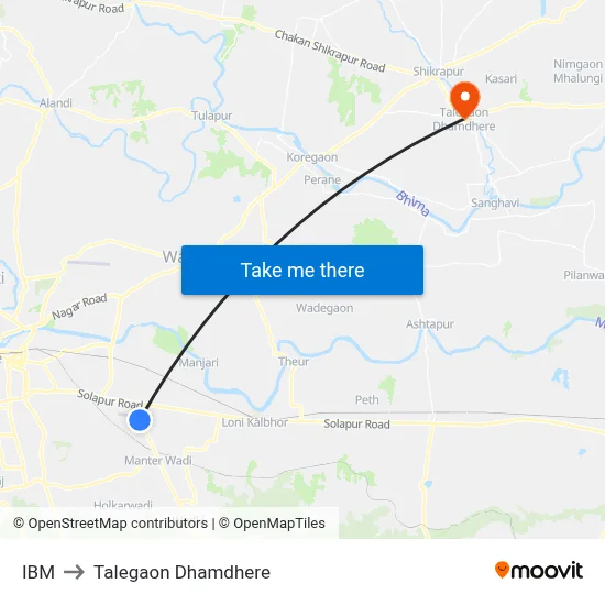 IBM to Talegaon Dhamdhere map