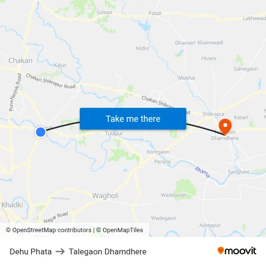 Dehu Phata to Talegaon Dhamdhere map