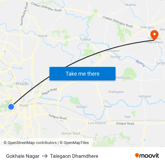 Gokhale Nagar to Talegaon Dhamdhere map
