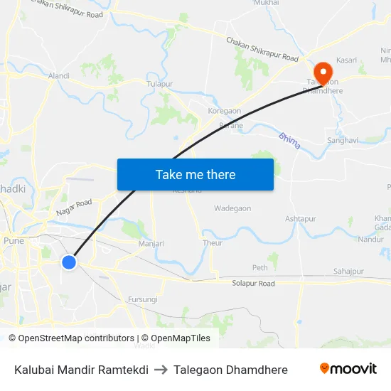Kalubai Mandir Ramtekdi to Talegaon Dhamdhere map