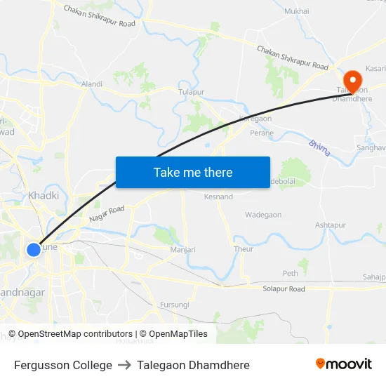 Fergusson College to Talegaon Dhamdhere map