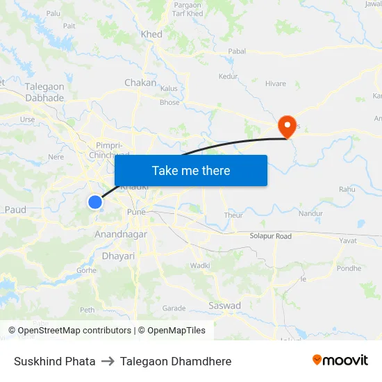 Suskhind Phata to Talegaon Dhamdhere map