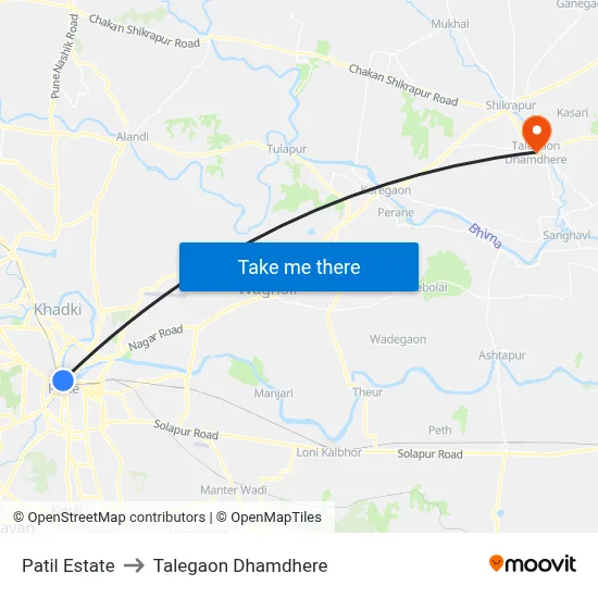 Patil Estate to Talegaon Dhamdhere map