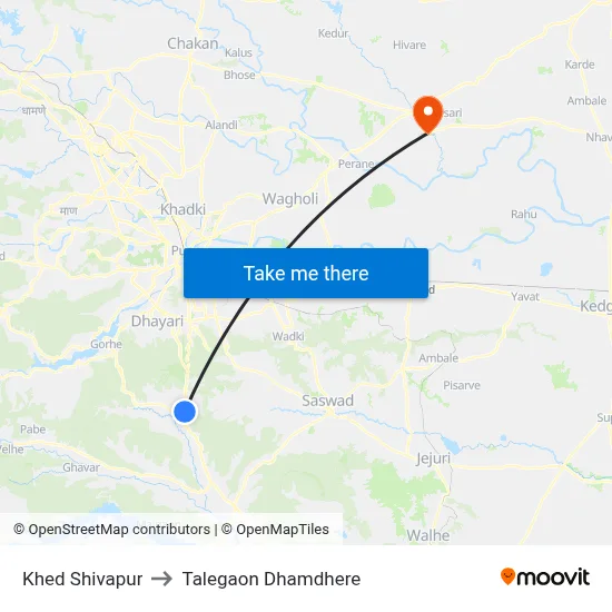 Khed Shivapur to Talegaon Dhamdhere map