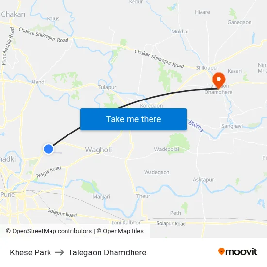 Khese Park to Talegaon Dhamdhere map