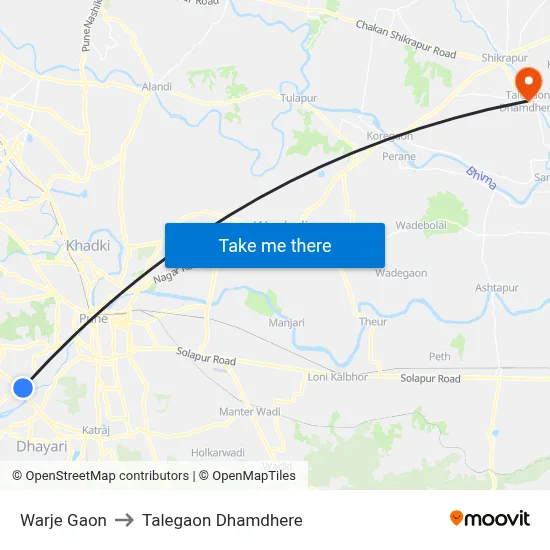 Warje Gaon to Talegaon Dhamdhere map