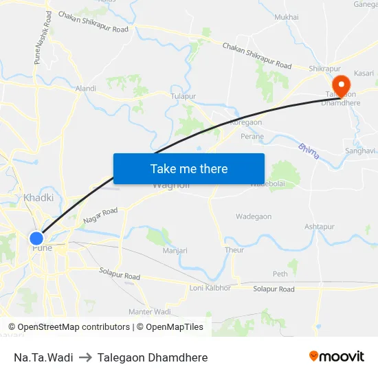 Na.Ta.Wadi to Talegaon Dhamdhere map