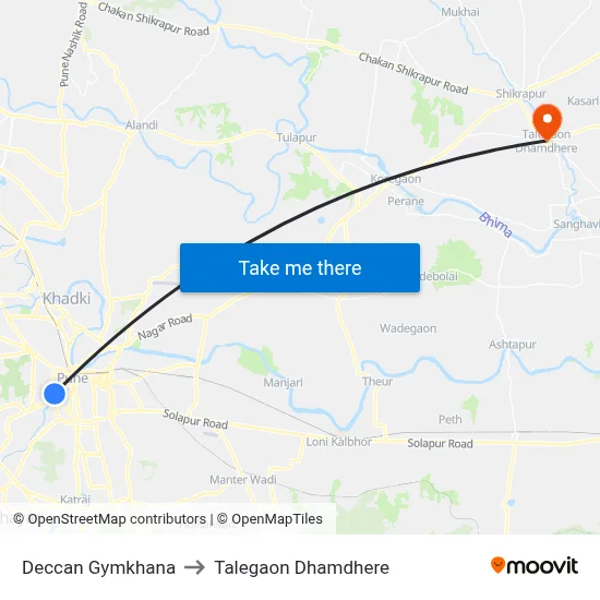 Deccan Gymkhana to Talegaon Dhamdhere map