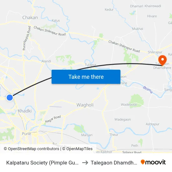 Kalpataru Society (Pimple Gurav) to Talegaon Dhamdhere map