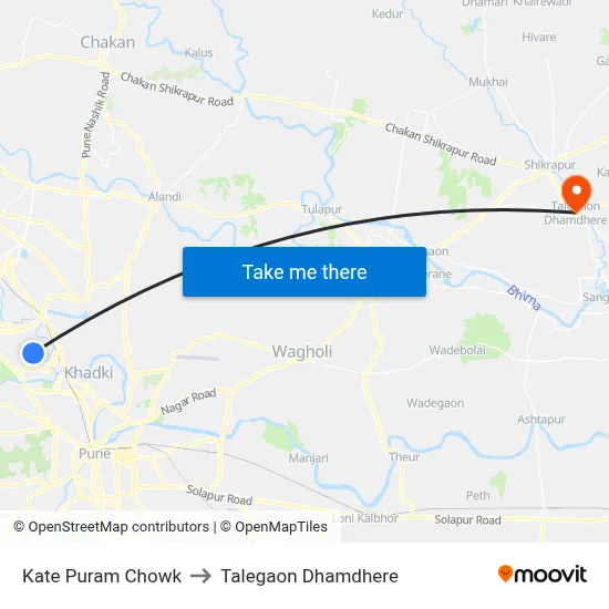 Kate Puram Chowk to Talegaon Dhamdhere map