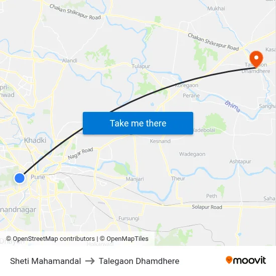 Sheti Mahamandal to Talegaon Dhamdhere map